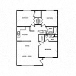 Floor plan for 3 beds, 2 baths, 1127 sqft